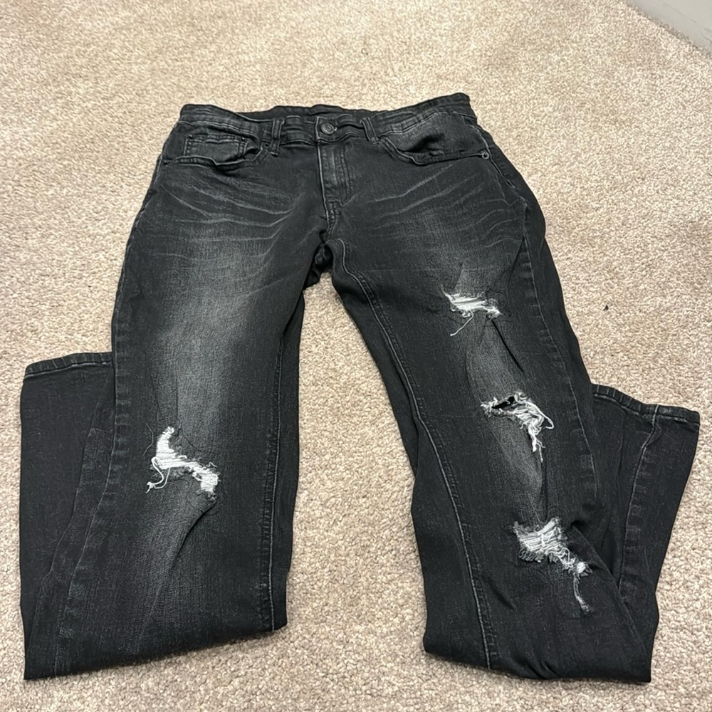 Y&R Young & Reckless distressed Mens Jeans black sz 32